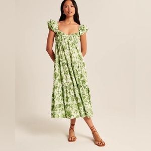 Abercrombie Ruffle Sleeve Poplin Midaxi Dress